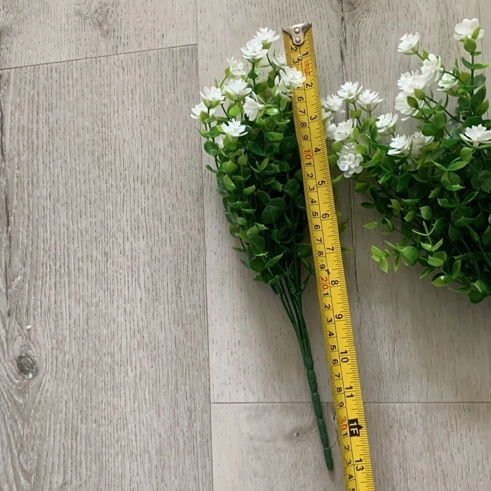 Faux greenery‎ set of 3 stems white flowers home Decor spring summer